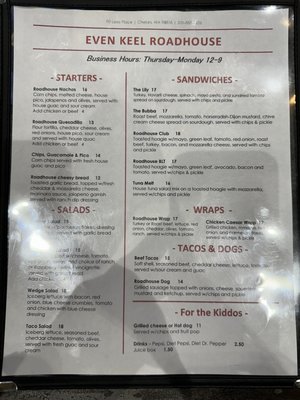 Menu photo 1 Even Keel Roadhouse Chelan, WA Menu photo 1 Even Keel Roadhouse Chelan, WA