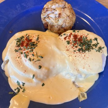 Crabcake Factory Bayside - The most perfect eggs Benny with crab cake. - Seafood Near Me - Selbyville, Delaware