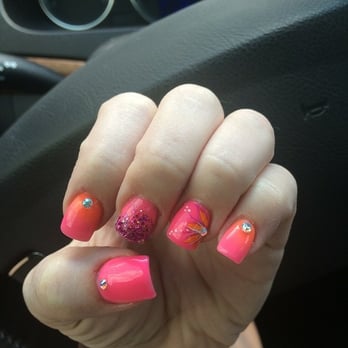 Top Art Nails - This is the orange and pink glow in the dark - Nail Salons Near Me - Fort Worth, Texas Top Art Nails - This is the orange and pink glow in the dark - Nail Salons Near Me - Fort Worth, Texas