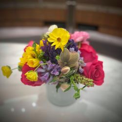 Especially For You - Spring Mix with Premium Flowers in White Cylinder Vase