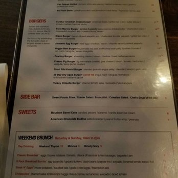 Eureka! - Back of Menu - American Near Me - Las Vegas, Nevada