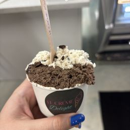 Triple chocolate and straciatella gelatos