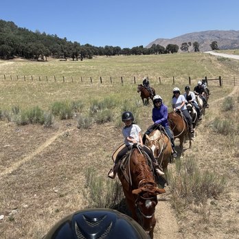 Rankin Ranch - Selfie of morning family ride.  That's my helmet in the foreground.  G-ma, G-pa, parents, and G-kids. - Horseback Riding Near Me - Caliente, California