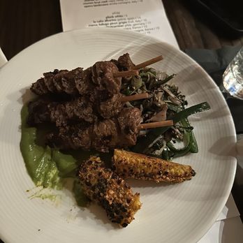 Plonk - Carne Asada Skewers (18 / corn ribs, sea bean verde charred cabbage slaw (gf) ) - New American Near Me - Bozeman, Montana