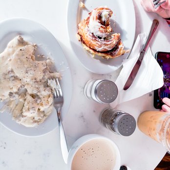 The Gathering Cafe - Biscuits and gravy, original cinnamon roll - Breakfast & Brunch Near Me - Ocala, Florida