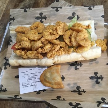 Kenney Seafood - 10" shrimp po boy with a crawfish pie - Seafood Markets Near Me - Slidell, Louisiana