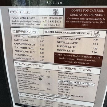 Terra Coffee - Beverage menu - Coffee & Tea Near Me - Chicago, Illinois