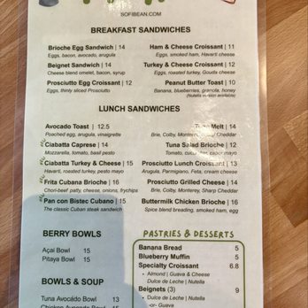Sofibean Cafe - Menu - Cafes Near Me - Hialeah, Florida