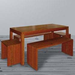 Unikat Möbel Manufaktur - Traumhafte Tischkombination - Black Cherry - massiv gefertigt,geölt - Tisch: 160 x 70 cm