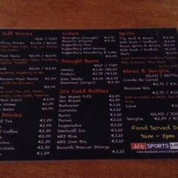 JJs Sports Lounge - JJs menu