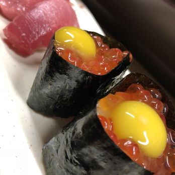 Shogun Sushi - Toro (fatty tuna) and ikura (salmon roe) with egg. The best here! - Sushi Bars Near Me - Palmdale, California