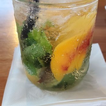 Point 57 - Georgia Peach - Tito's, Peach Schnapps, Club Soda. Sweet and strong. - Seafood Near Me - Cape Coral, Florida Point 57 - Georgia Peach - Tito's, Peach Schnapps, Club Soda. Sweet and strong. - Seafood Near Me - Cape Coral, Florida