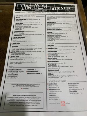 Menu photo 4 The Yard Baltimore, MD