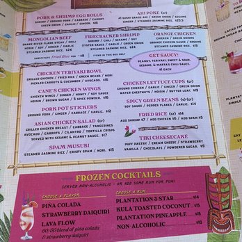 Cane Tiki Room - Menu of all food items. Not all drink menu shown. - Tiki Bars Near Me - Paso Robles, California Cane Tiki Room - Menu of all food items. Not all drink menu shown. - Tiki Bars Near Me - Paso Robles, California