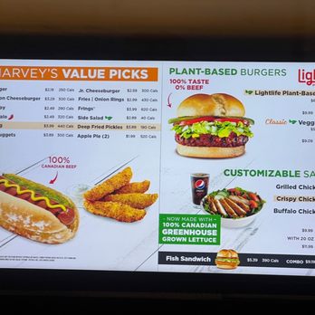 Harvey's - a menu for a fast food restaurant - Burgers Near Me - Hamilton, Ontario