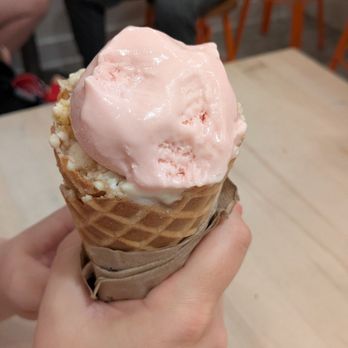 Jeni's Splendid Ice Creams - Watermelon Taffy (and something something underneath), in a butter waffle cone - Standard (2 half-scoops) - Ice Cream & Frozen Yogurt Near Me - Dublin, Ohio Jeni's Splendid Ice Creams - Watermelon Taffy (and something something underneath), in a butter waffle cone - Standard (2 half-scoops) - Ice Cream & Frozen Yogurt Near Me - Dublin, Ohio