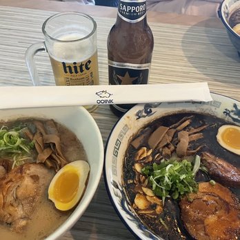 Ooink - Shoyu (left, $14) and Mala Koterri Level 4 ($15) - Ramen Near Me - Seattle, Washington