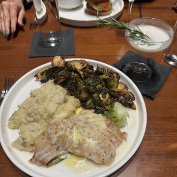 Bridgewater Wines - Grouper, crispy Brussels, and mashed potatoes - Wine Bars Near Me - Leland, North Carolina