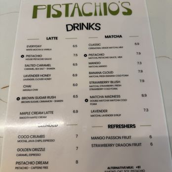 Pistachio’s Coffee Shop - Drink menu - Coffee & Tea Near Me - Houston, Texas Pistachio’s Coffee Shop - Drink menu - Coffee & Tea Near Me - Houston, Texas