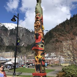 Juneau Convention & Visitors Bureau - One of the new totems on the Sealaska Totem Trail along the Seawalk in downtown Juneau, Alaska.