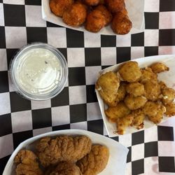 Chick-n-Fizz - Sweet Potato Tots, Cheese Curds, boneless nuggets