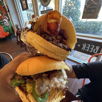 Build My Burgers - My burger and my sons burger (bacon cheeseburger) - New American Near Me - Orlando, Florida Build My Burgers - My burger and my sons burger (bacon cheeseburger) - New American Near Me - Orlando, Florida