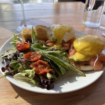 L'Experience Paris - Bellevue - 2 Egg Benedict Croissant, Side Salad, and Pommes Dauphines - Bakeries Near Me - Bellevue, Washington