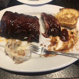 Ribs, mashed potatoes, Garlic Bread Ribs, mashed potatoes, Garlic Bread