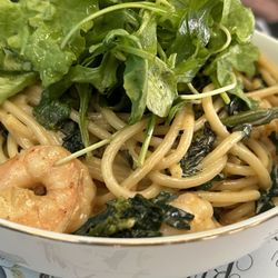 The Fat Squirrel Ice Cream & Eatery - Shrimp and local veggie pasta