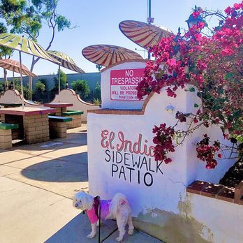 El Indio Mexican Restaurant - Outdoor patio seating across the street from the restaurant and free parking in their lot - Mexican Near Me - San Diego, California