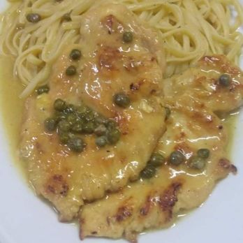 Gio's Pizza - Chicken Piccata: Chicken cutlets, capers, in lemon-butter & white wine sauce, over linguini pasta - Food Delivery Services Near Me - Union City, New Jersey Gio's Pizza - Chicken Piccata: Chicken cutlets, capers, in lemon-butter & white wine sauce, over linguini pasta - Food Delivery Services Near Me - Union City, New Jersey