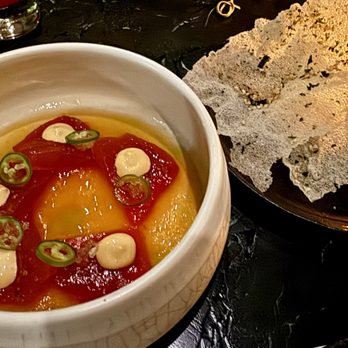 SAGO - Yellowtail crudo with crispy crackers - Cocktail Bars Near Me - Encinitas, California SAGO - Yellowtail crudo with crispy crackers - Cocktail Bars Near Me - Encinitas, California