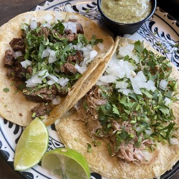 Mezcla Cocina Y Cantina - Asada taco & carnitas taco with a side of avocado salsa - New Mexican Cuisine Near Me - Chattanooga, Tennessee Mezcla Cocina Y Cantina - Asada taco & carnitas taco with a side of avocado salsa - New Mexican Cuisine Near Me - Chattanooga, Tennessee