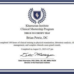 Brian Petrie - Completed clinical mastery in advanced functional medicine program
