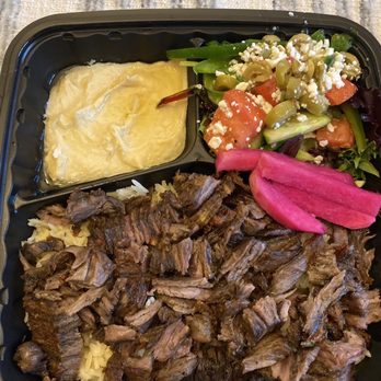 Siraj’s Shawarma - Shwarma beef, hummus, salad and garlic sauce (not shown here) - Mediterranean Near Me - Whittier, California Siraj’s Shawarma - Shwarma beef, hummus, salad and garlic sauce (not shown here) - Mediterranean Near Me - Whittier, California