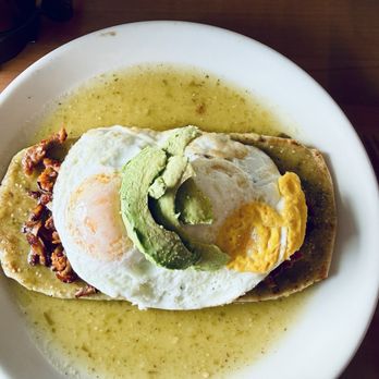 Buenos Días Mexican Cuisine - Breakfast Huarache with Pastor, grilled onions, egg over medium and Salsa Verde only. So delicious! - New Mexican Cuisine Near Me - Vancouver, Washington