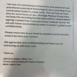 MoGo Urgent Care - Monterey - They are also recording your conversation with the doctor without prior consent! What the hell