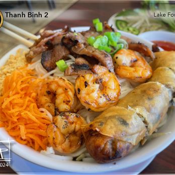 Thanh Binh - Bun w/Egg Roll, Pork, & Shrimp ($15.50) - Delicious! - Vietnamese Near Me - Lake Forest, California Thanh Binh - Bun w/Egg Roll, Pork, & Shrimp ($15.50) - Delicious! - Vietnamese Near Me - Lake Forest, California