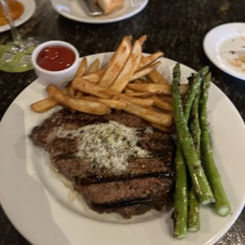 Boulder Creek - Ribeye 14 oz, French Fries, and asparagus. - American Near Me - Brownsburg, Indiana Boulder Creek - Ribeye 14 oz, French Fries, and asparagus. - American Near Me - Brownsburg, Indiana