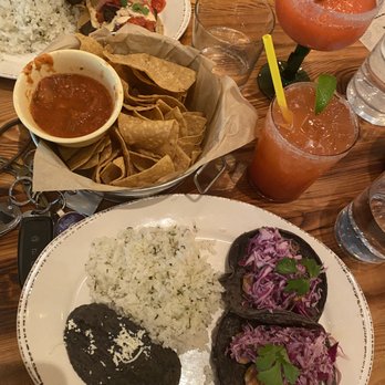 Texan Taco Bar - Shrimp tacos(blue corn tortillas) Chips & Salsa - Tacos Near Me - Chicago, Illinois