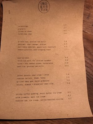 Menu photo 8 Smokestak Shoreditch, XGL