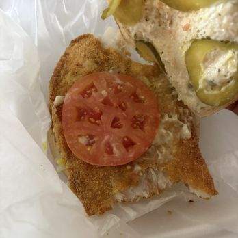 Fat Mo's - Catfish Sandwich  This was literally a dried piece no meat or flavor - Burgers Near Me - Nashville, Tennessee
