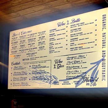 Harvest and Ale - Hanging adult beverage list in bar area - New American Near Me - Oakland, New Jersey Harvest and Ale - Hanging adult beverage list in bar area - New American Near Me - Oakland, New Jersey