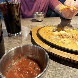 Queso Fundido and salsa Queso Fundido and salsa