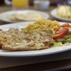 Cuscatlan Salvadorean Cuisine - Pechuga Encebollada Plate