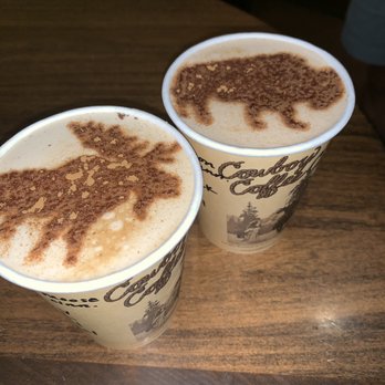 Cowboy Coffee - Snickers latte with buffalo on top and Vanilla coffee with a moose on top. Ask for the wildlife on your drink! - Coffee & Tea Near Me - Jackson, Wyoming