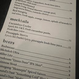 Mocktail menu Mocktail menu