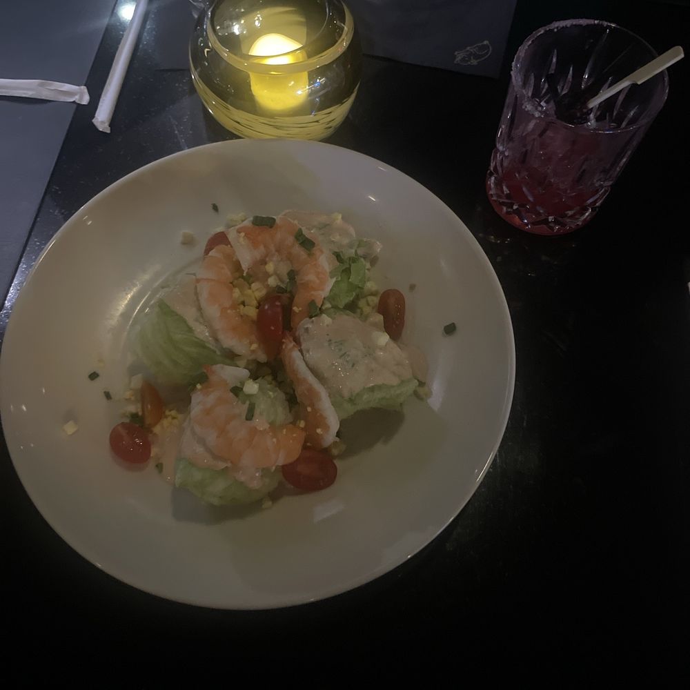 Happy hour Shrimp Louie Wedge Bites and Blackberry Margarita Happy hour Shrimp Louie Wedge Bites and Blackberry Margarita