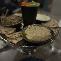 Yianni's Taverna - Eggplant hummus veg platter.