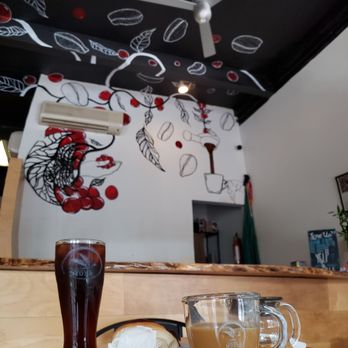 Coffee Muse - The setup. Drinks: Cold Brew (left), Pour Over (right) Food: Vegan Eclair - Coffee & Tea Near Me - Santa Ana, California Coffee Muse - The setup. Drinks: Cold Brew (left), Pour Over (right) Food: Vegan Eclair - Coffee & Tea Near Me - Santa Ana, California